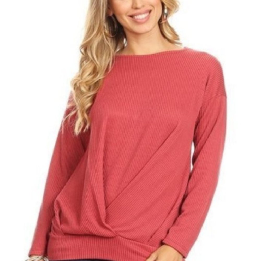 Long Sleeve Soft Pullover in Rust Color
